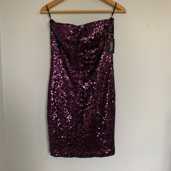 Forever 21 Dresses & Skirts - FOREVER 21 PURPLE SEQUIN STRAPLESS DRESS NWT